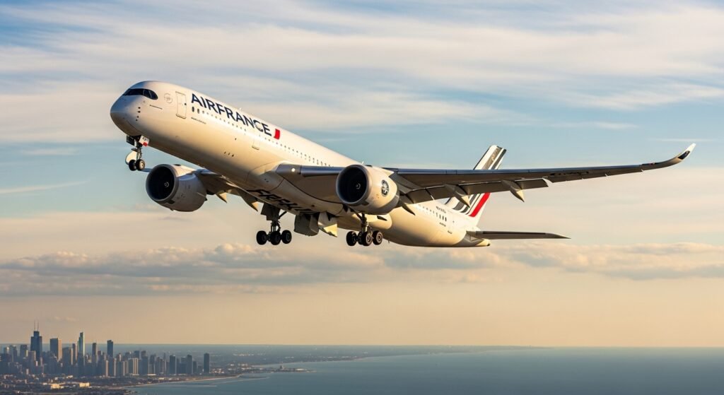 air france a350 chicago flight return