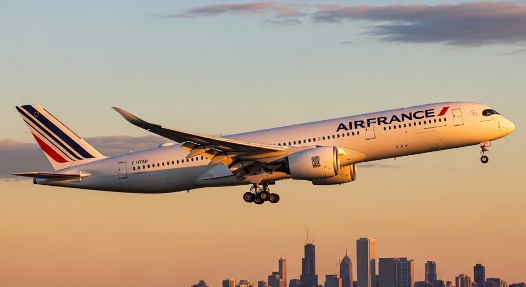air france a350 chicago flight return