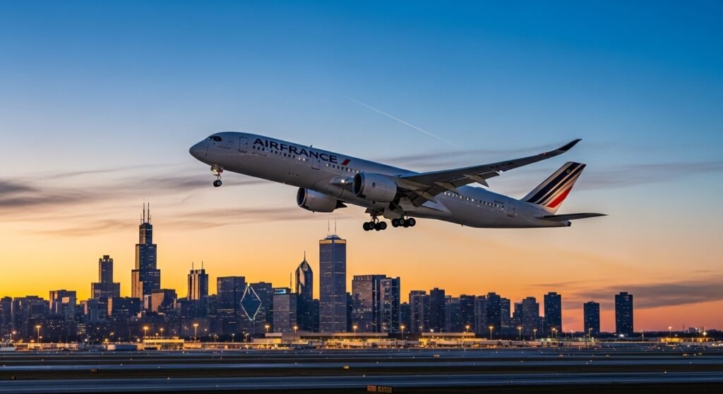 air france a350 chicago flight return